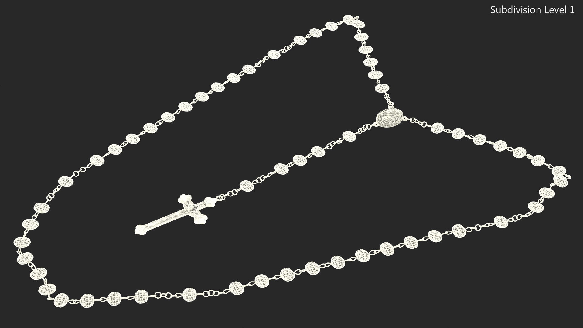 3D model Catholic Rosary Beads with Cross Pendant Pink