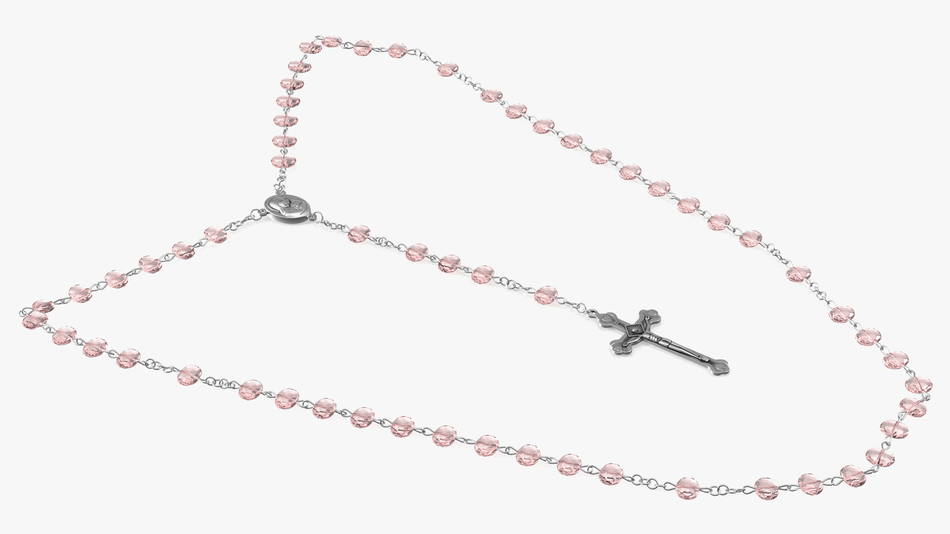 3D model Catholic Rosary Beads with Cross Pendant Pink