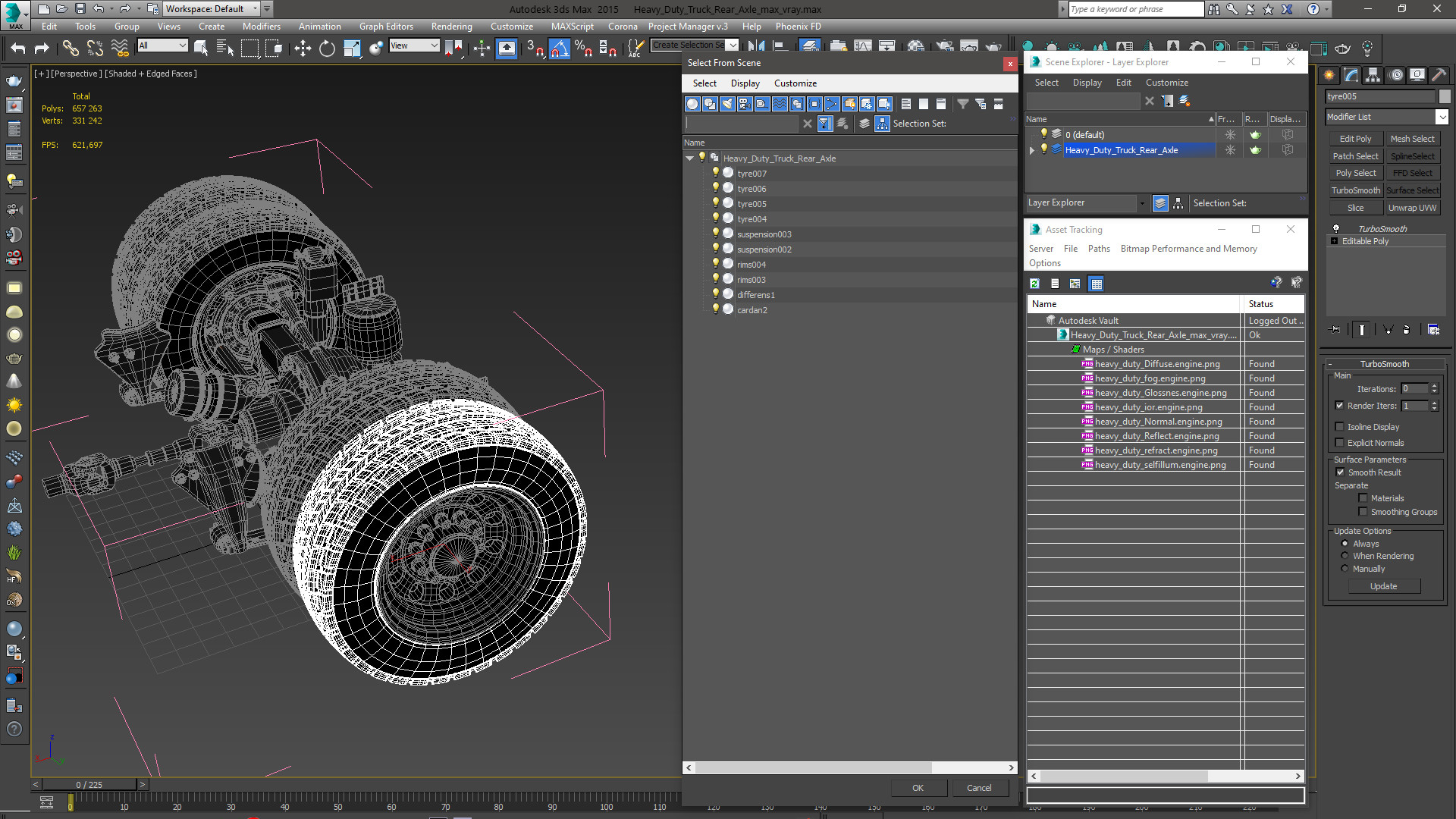 3D Heavy Duty Truck Rear Axle