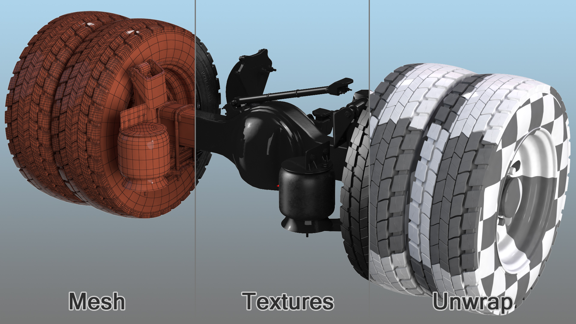 3D Heavy Duty Truck Rear Axle