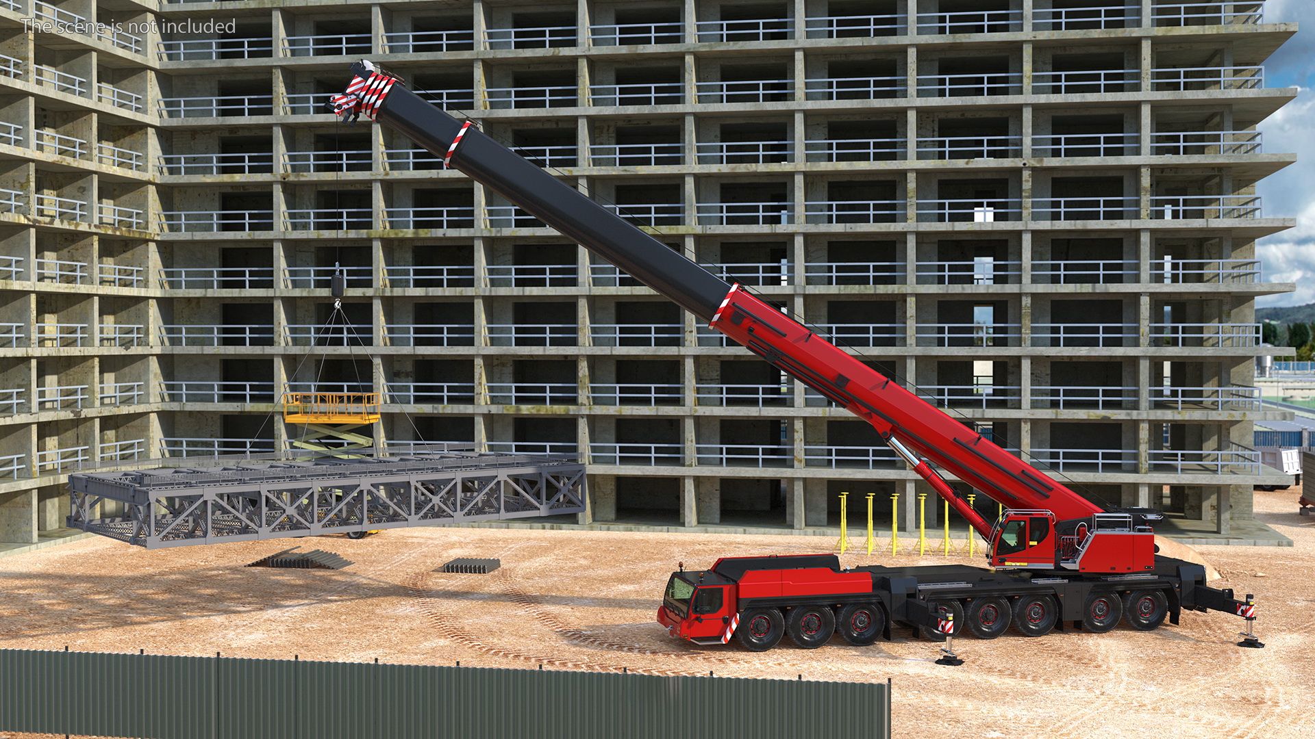 Mobile Crane Generic With Load Rigged 3D