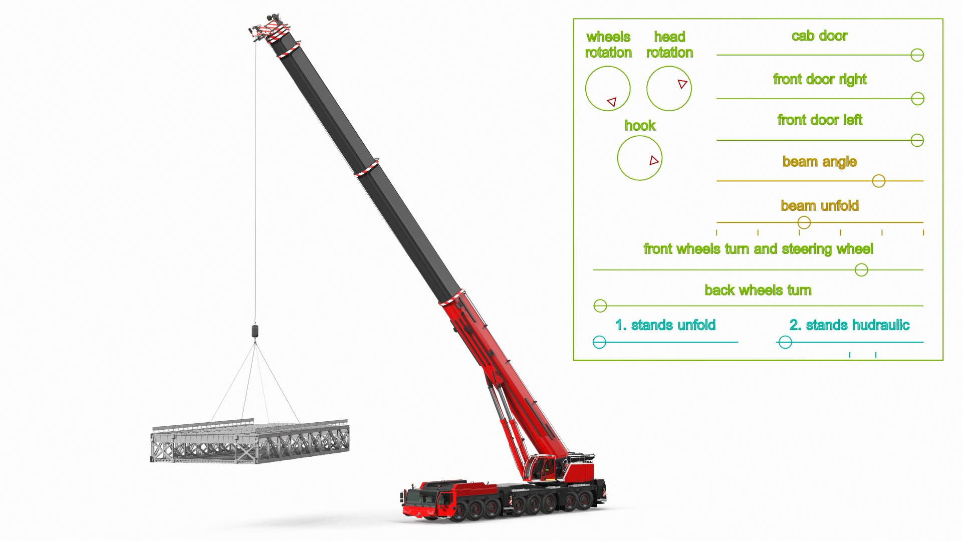 Mobile Crane Generic With Load Rigged 3D