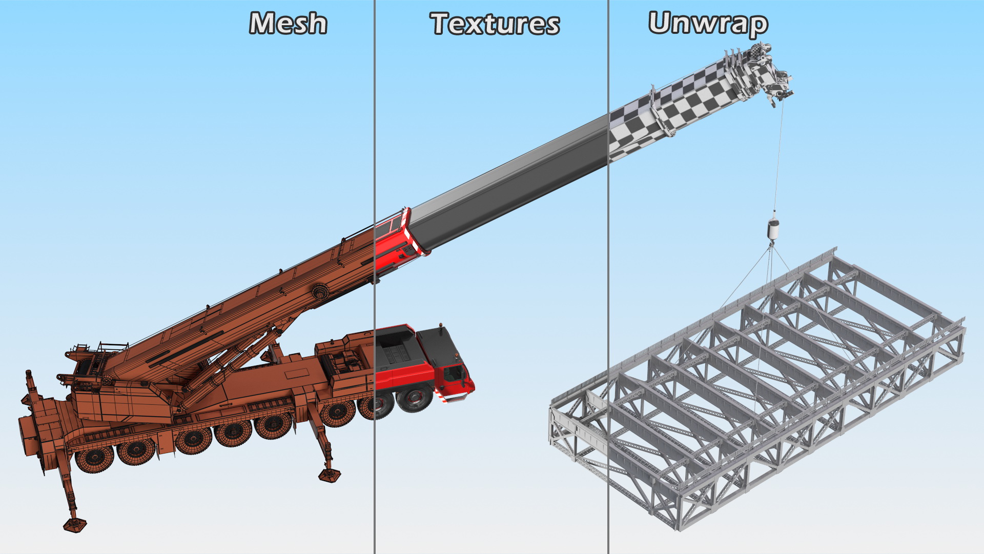 Mobile Crane Generic With Load Rigged 3D