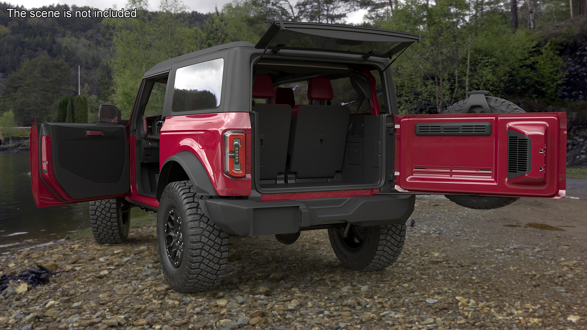 3D Ford Bronco Two Door SUV Rapid Red Rigged