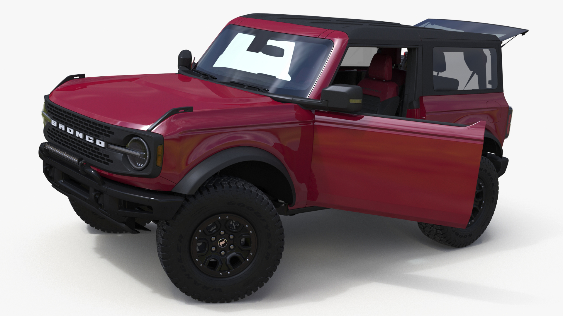 3D Ford Bronco Two Door SUV Rapid Red Rigged