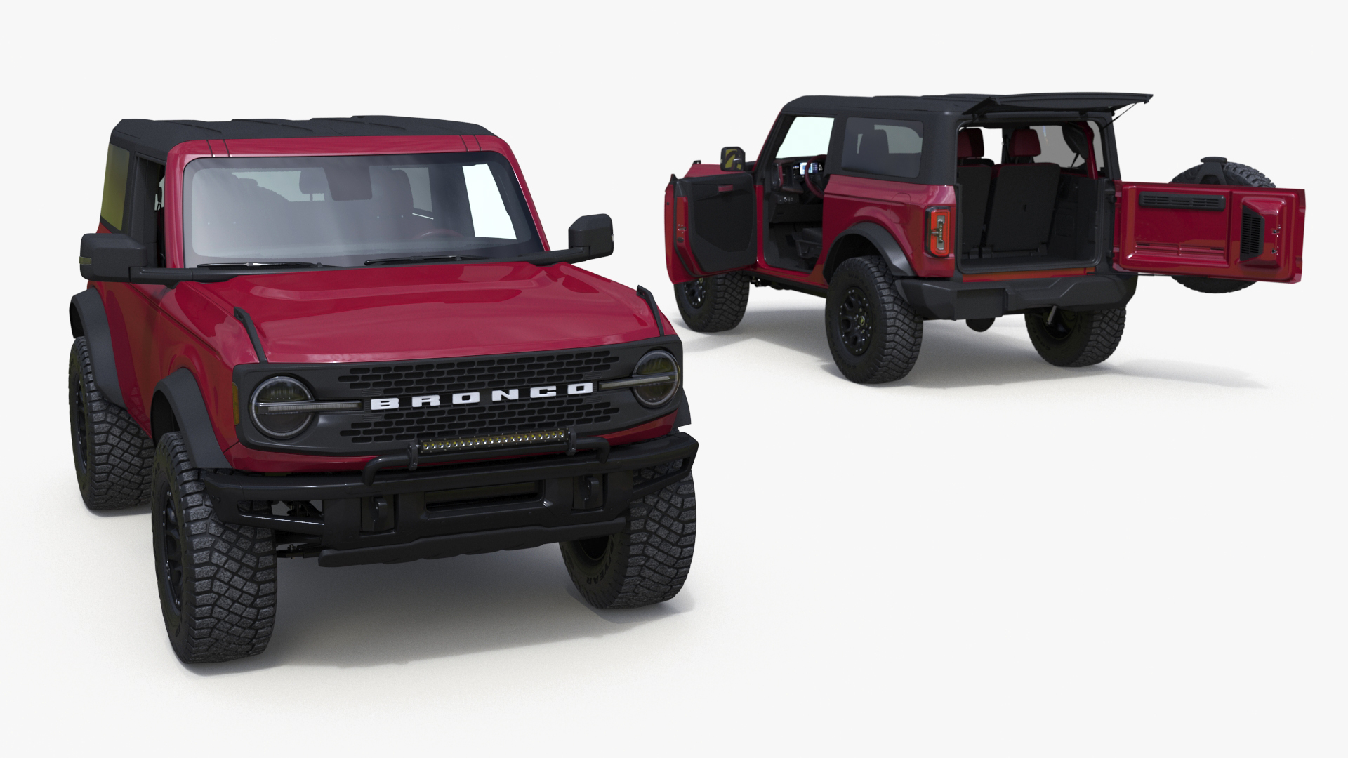 3D Ford Bronco Two Door SUV Rapid Red Rigged