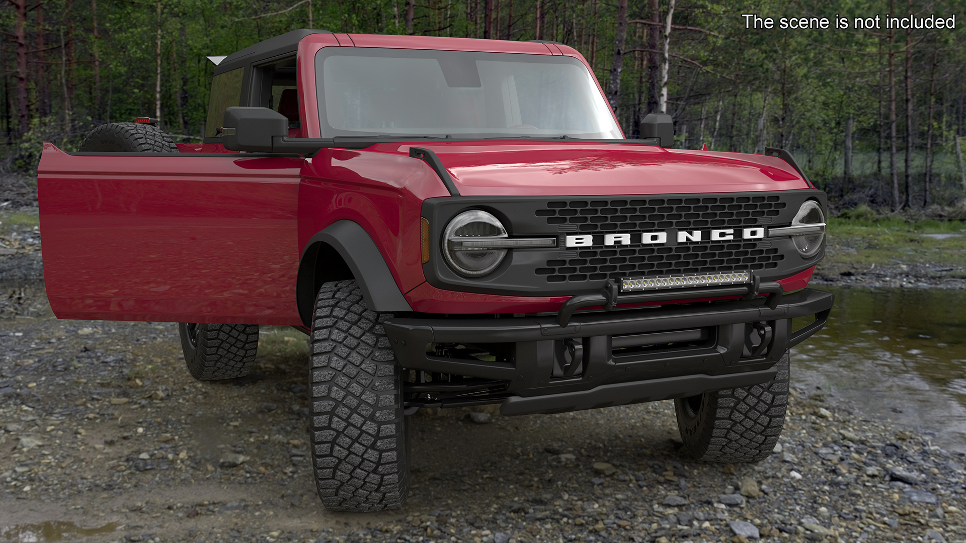 3D Ford Bronco Two Door SUV Rapid Red Rigged