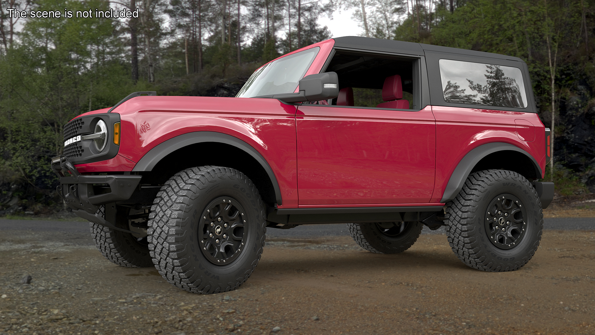 3D Ford Bronco Two Door SUV Rapid Red Rigged