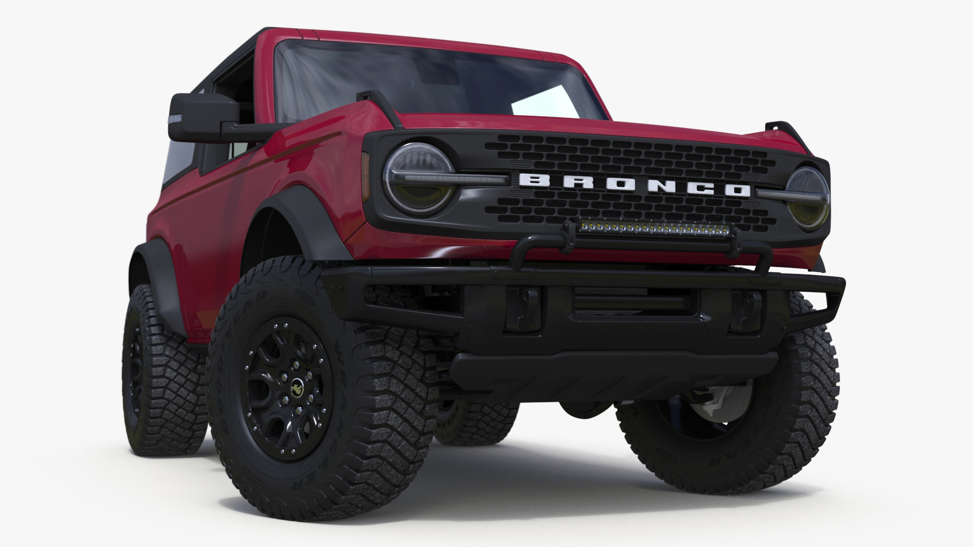 3D Ford Bronco Two Door SUV Rapid Red Rigged