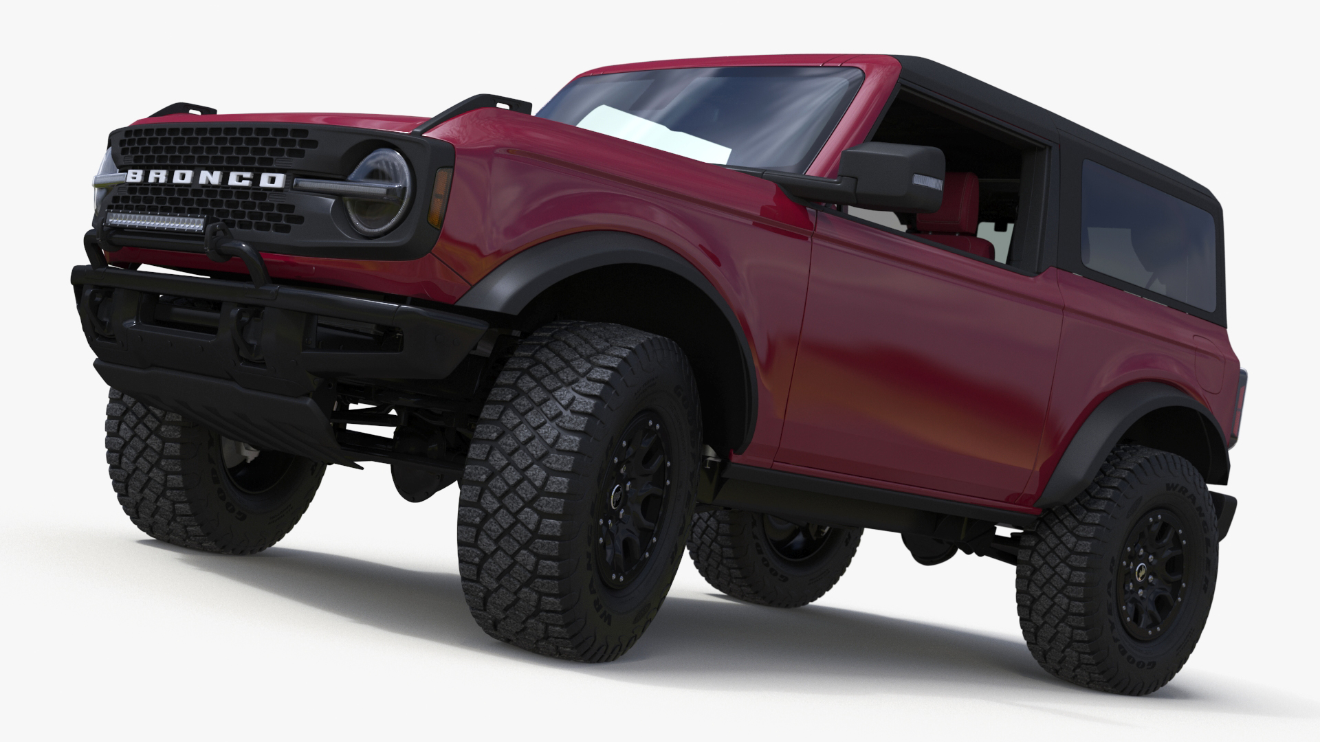 3D Ford Bronco Two Door SUV Rapid Red Rigged