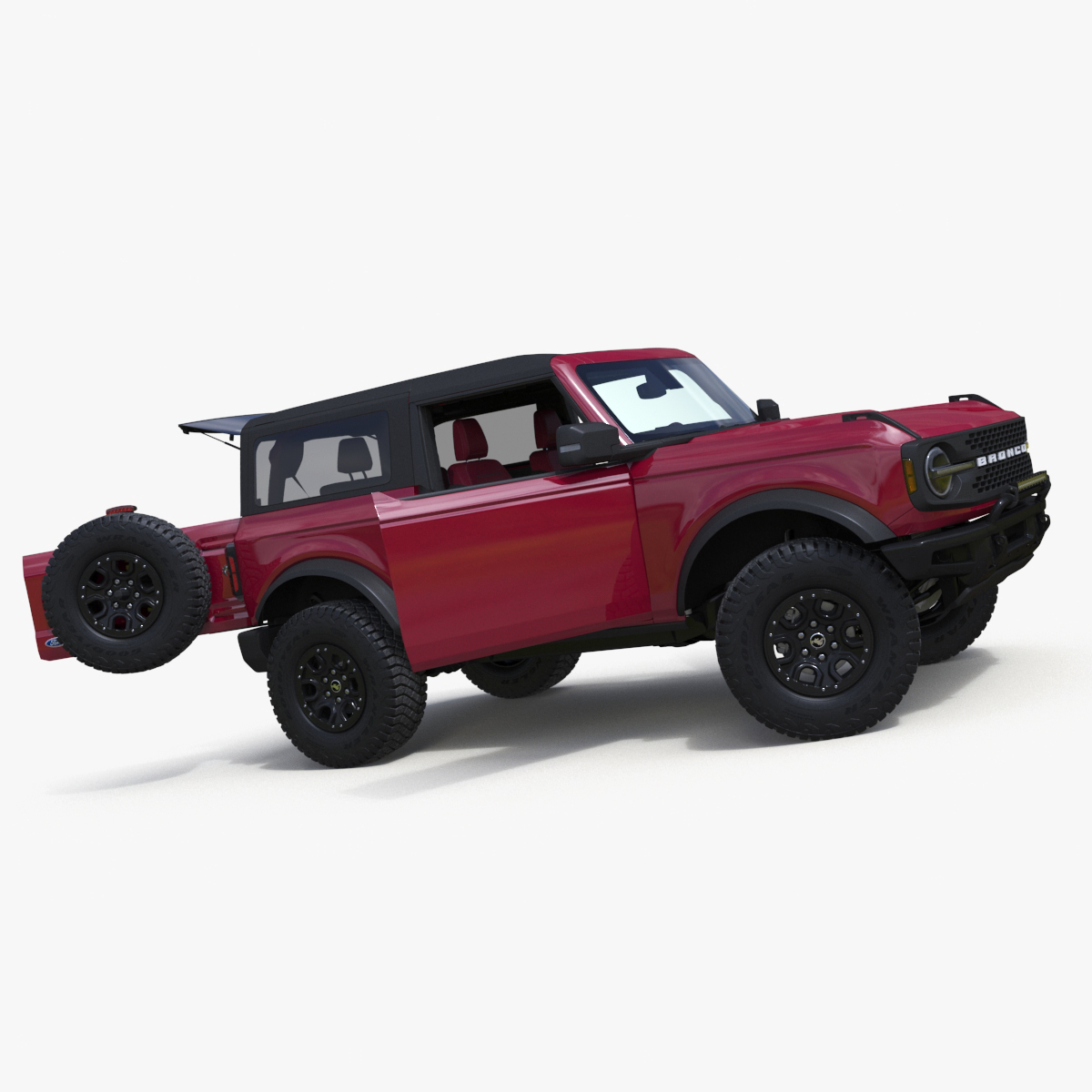 3D Ford Bronco Two Door SUV Rapid Red Rigged