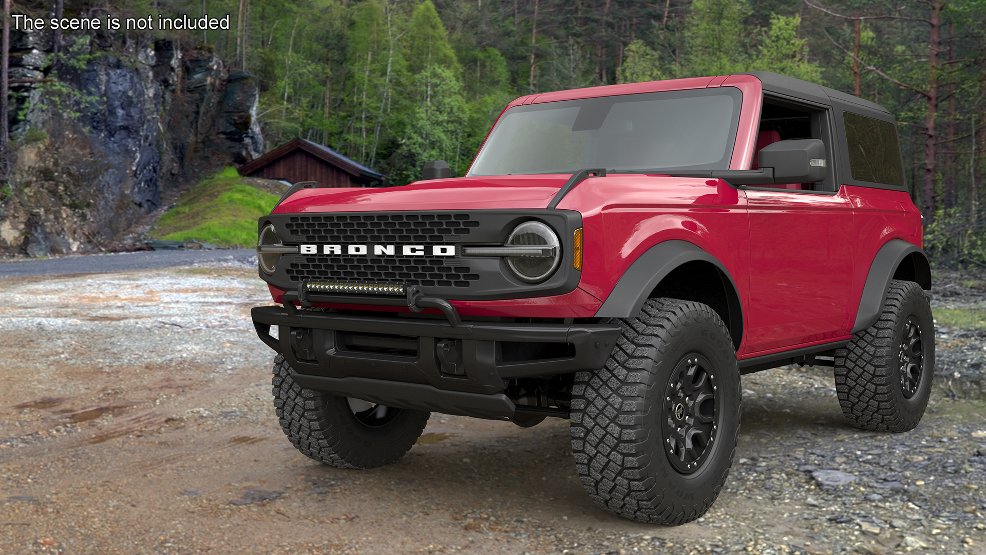 3D Ford Bronco Two Door SUV Rapid Red Rigged