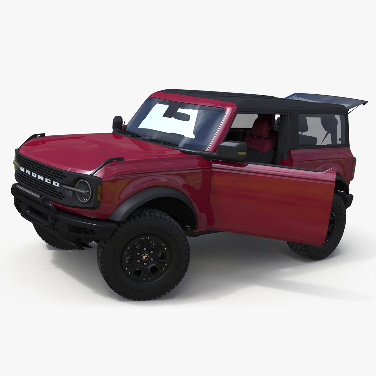 3D Ford Bronco Two Door SUV Rapid Red Rigged