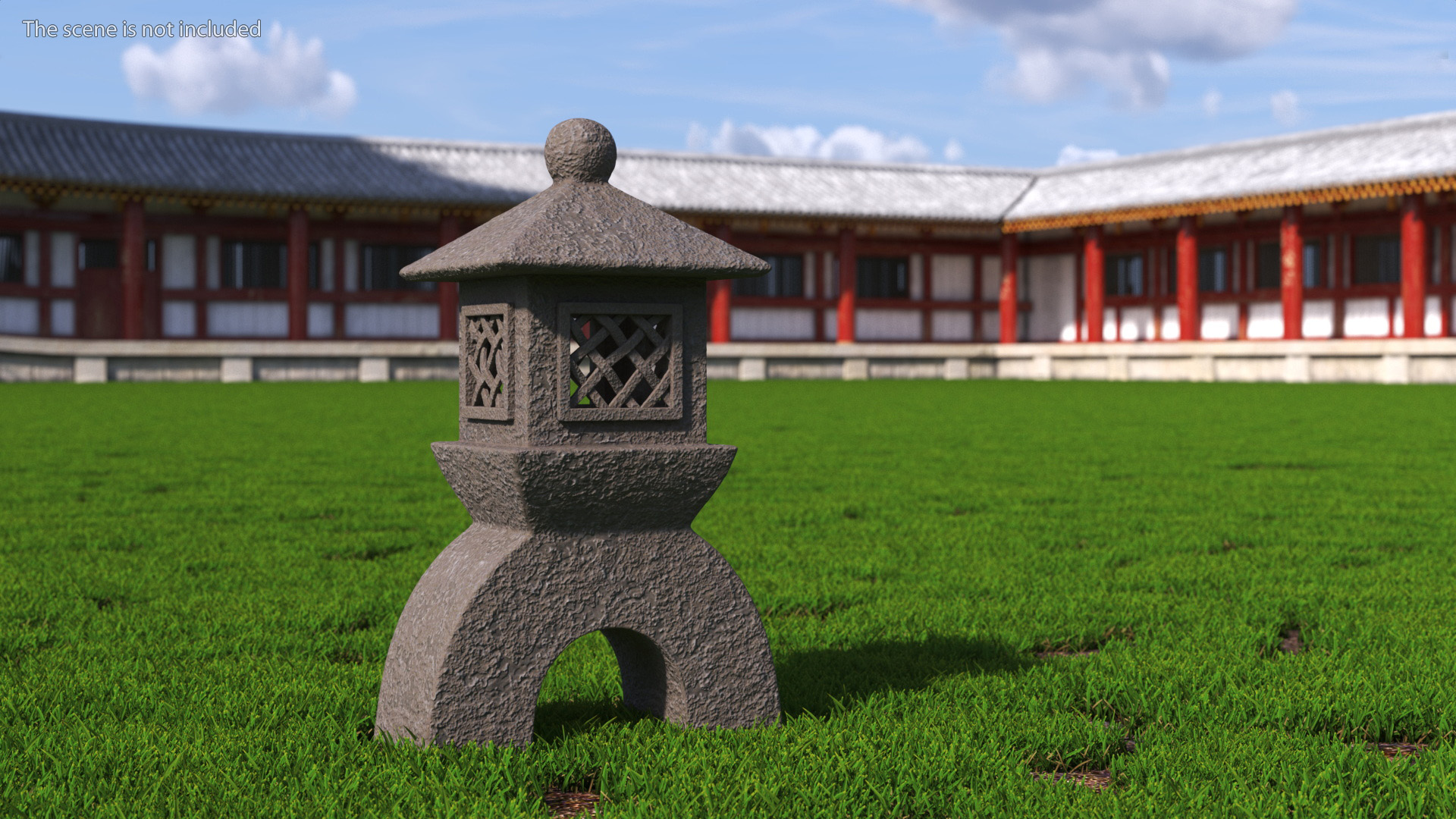 Japanese Dark Stone Lamp 3D model