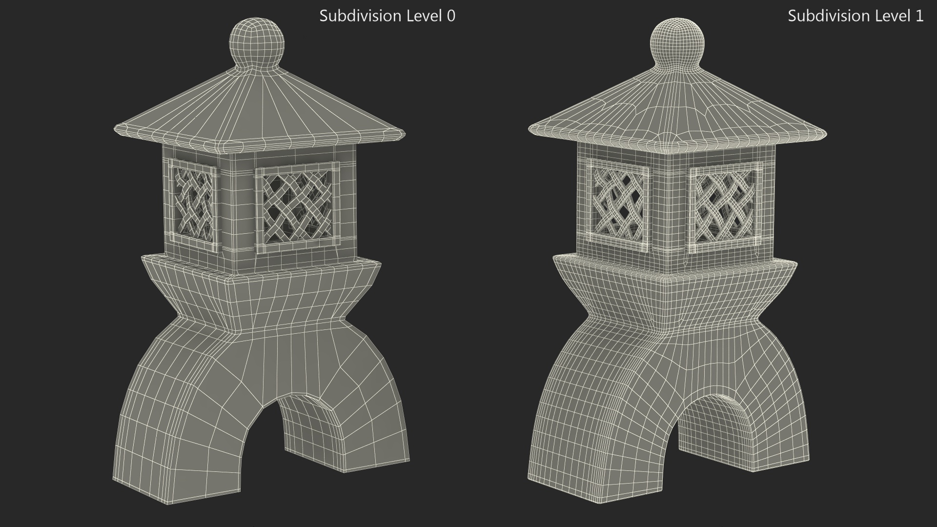 Japanese Dark Stone Lamp 3D model