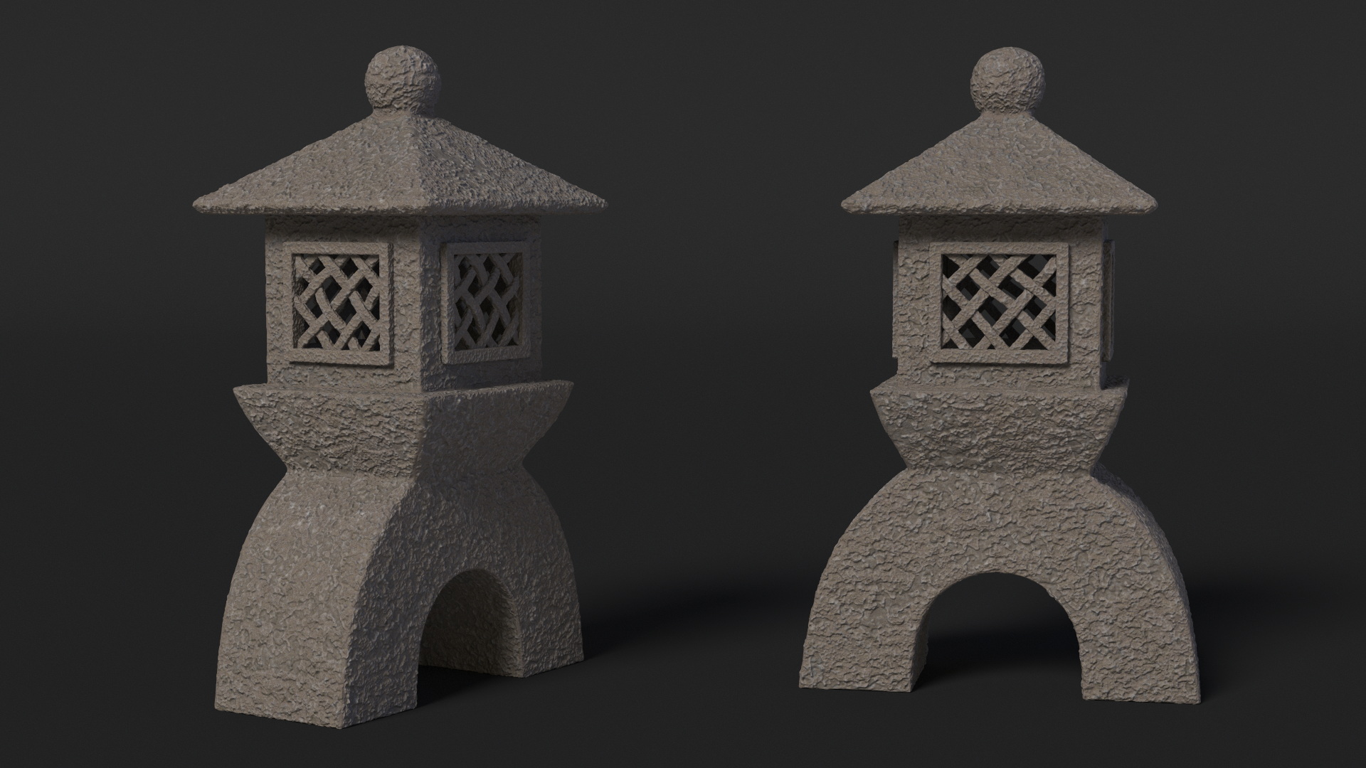 Japanese Dark Stone Lamp 3D model