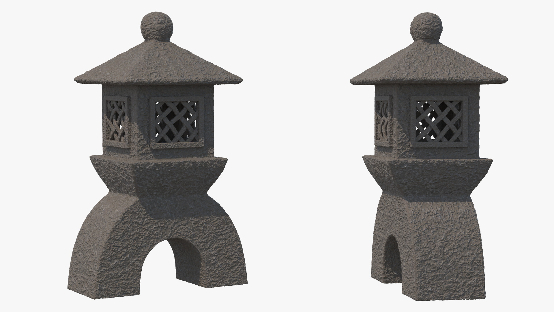 Japanese Dark Stone Lamp 3D model