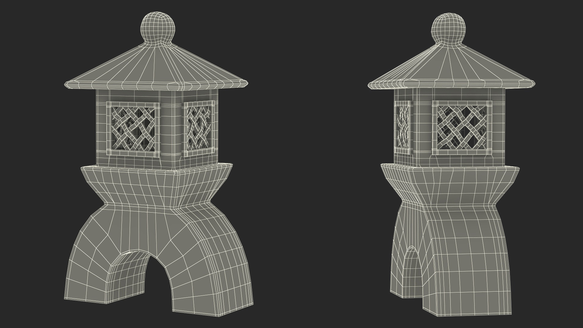 Japanese Dark Stone Lamp 3D model