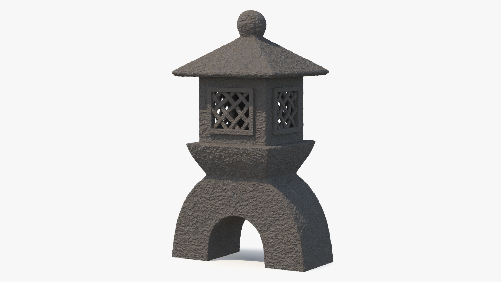 Japanese Dark Stone Lamp 3D model