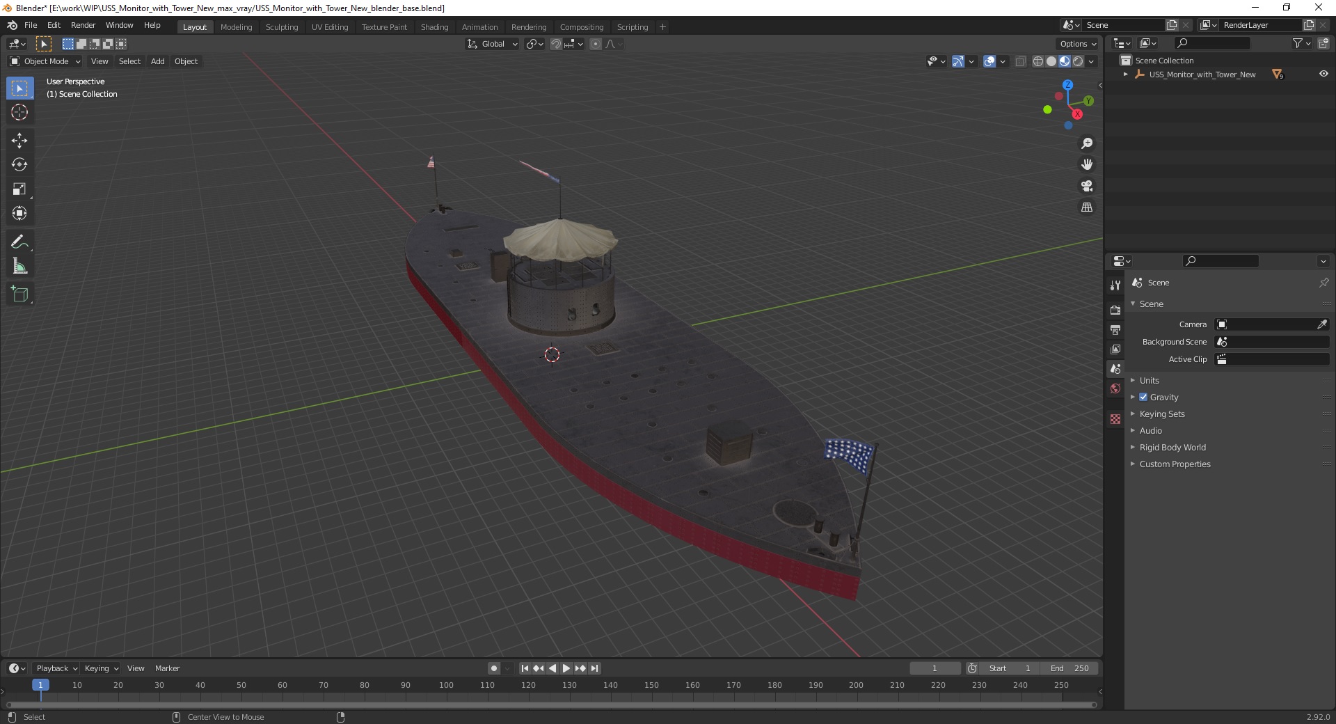 3D USS Monitor with Tower New