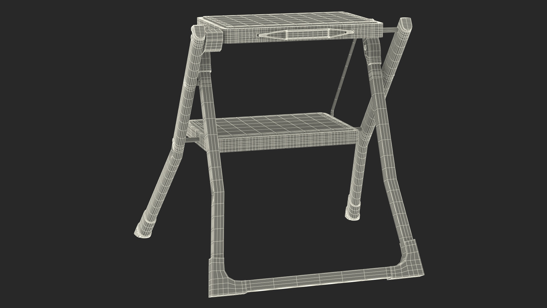 Two Steps Black Steel Stool 3D