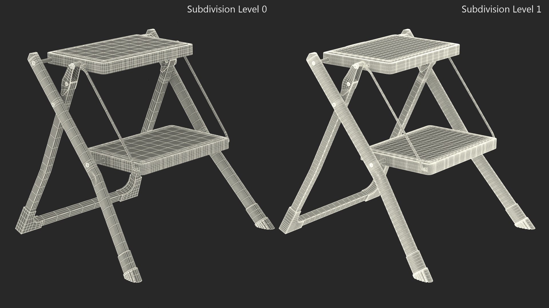 Two Steps Black Steel Stool 3D