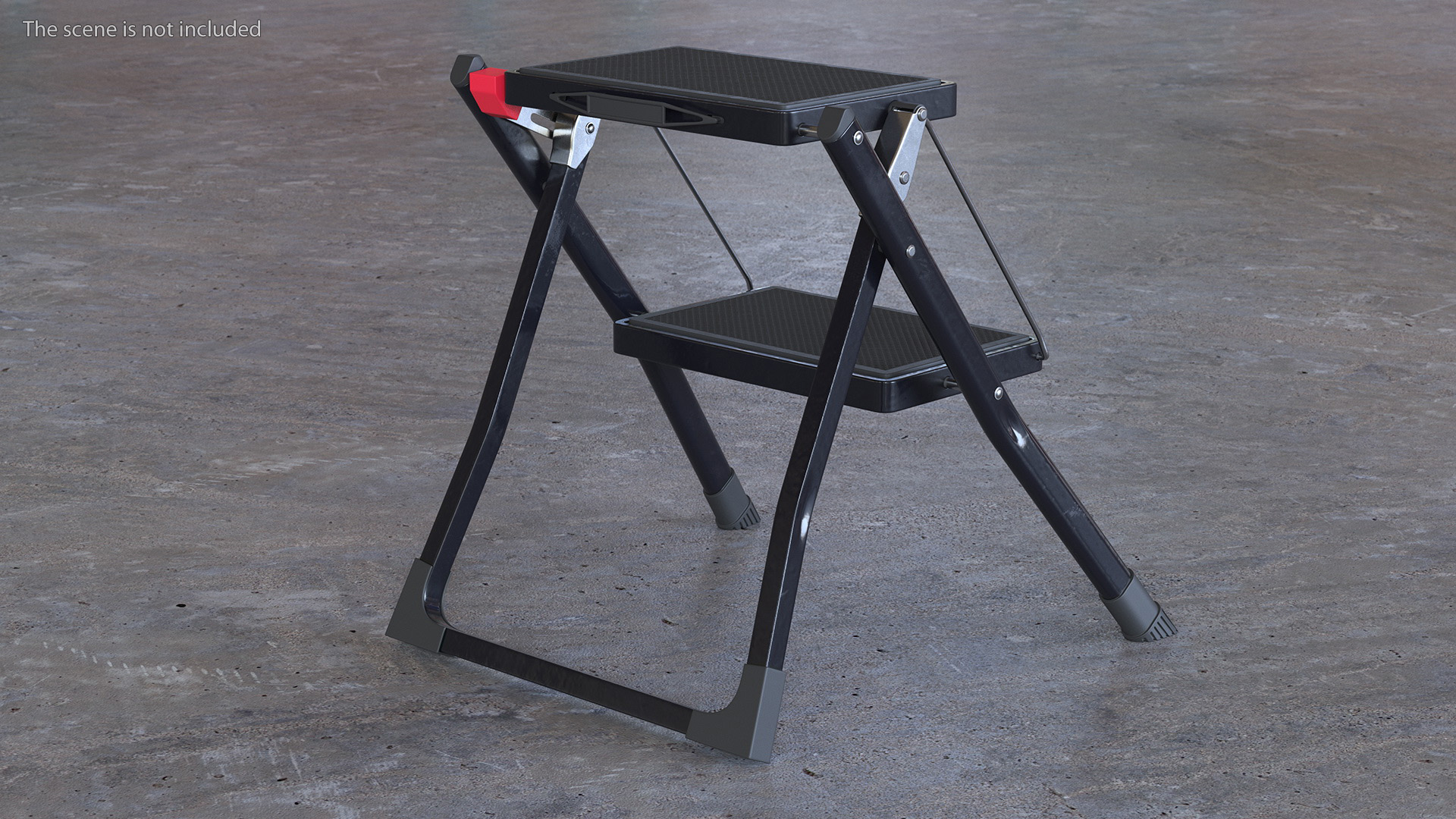 Two Steps Black Steel Stool 3D