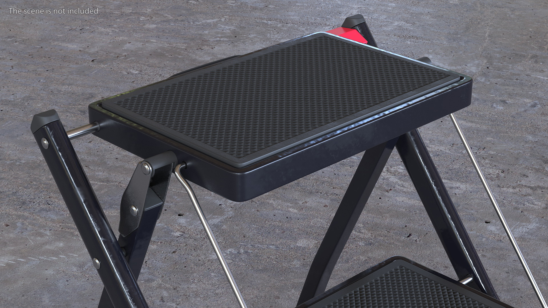 Two Steps Black Steel Stool 3D