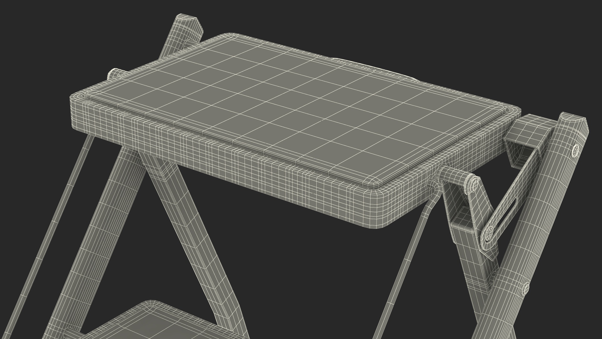 Two Steps Black Steel Stool 3D