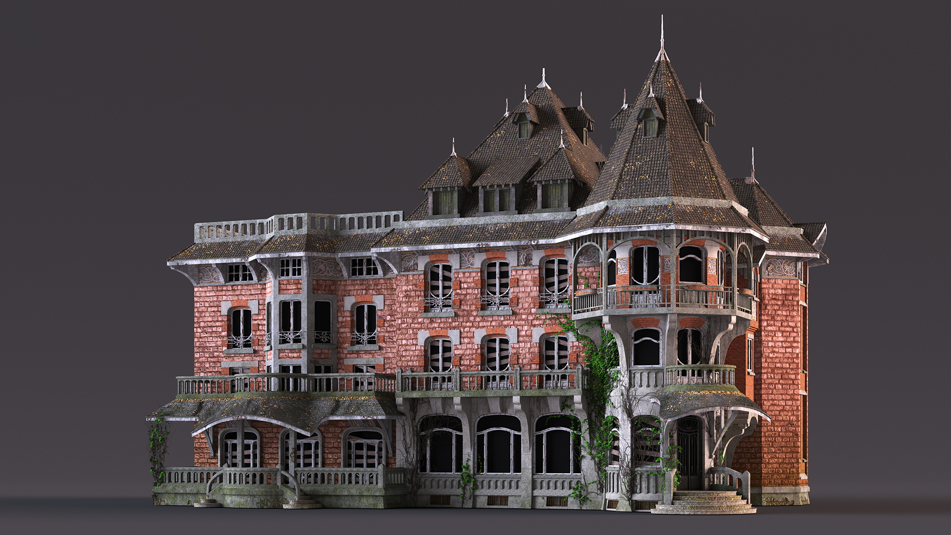 3D Spooky Old Mansion model