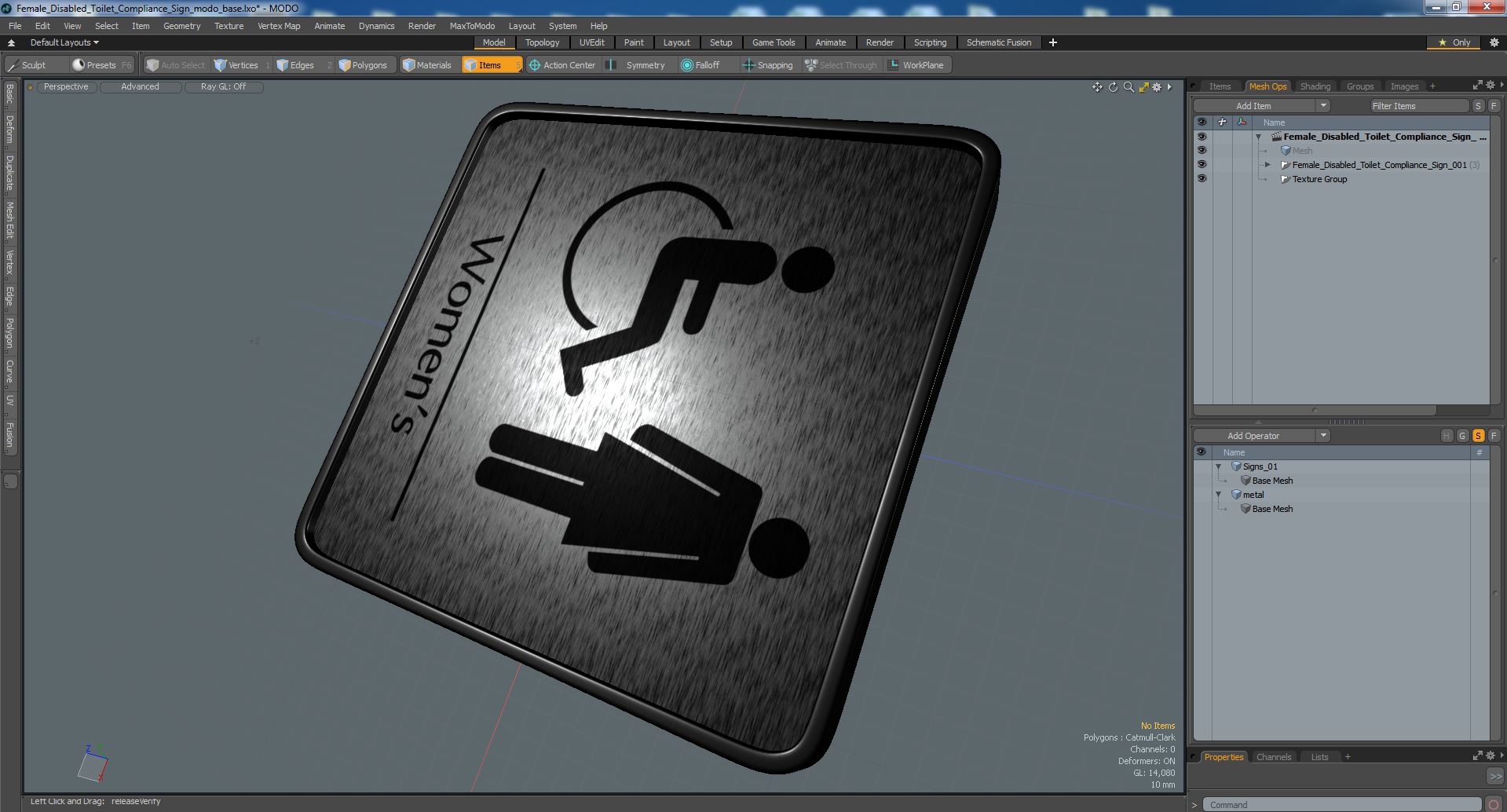 3D Female Disabled Toilet Compliance Sign model