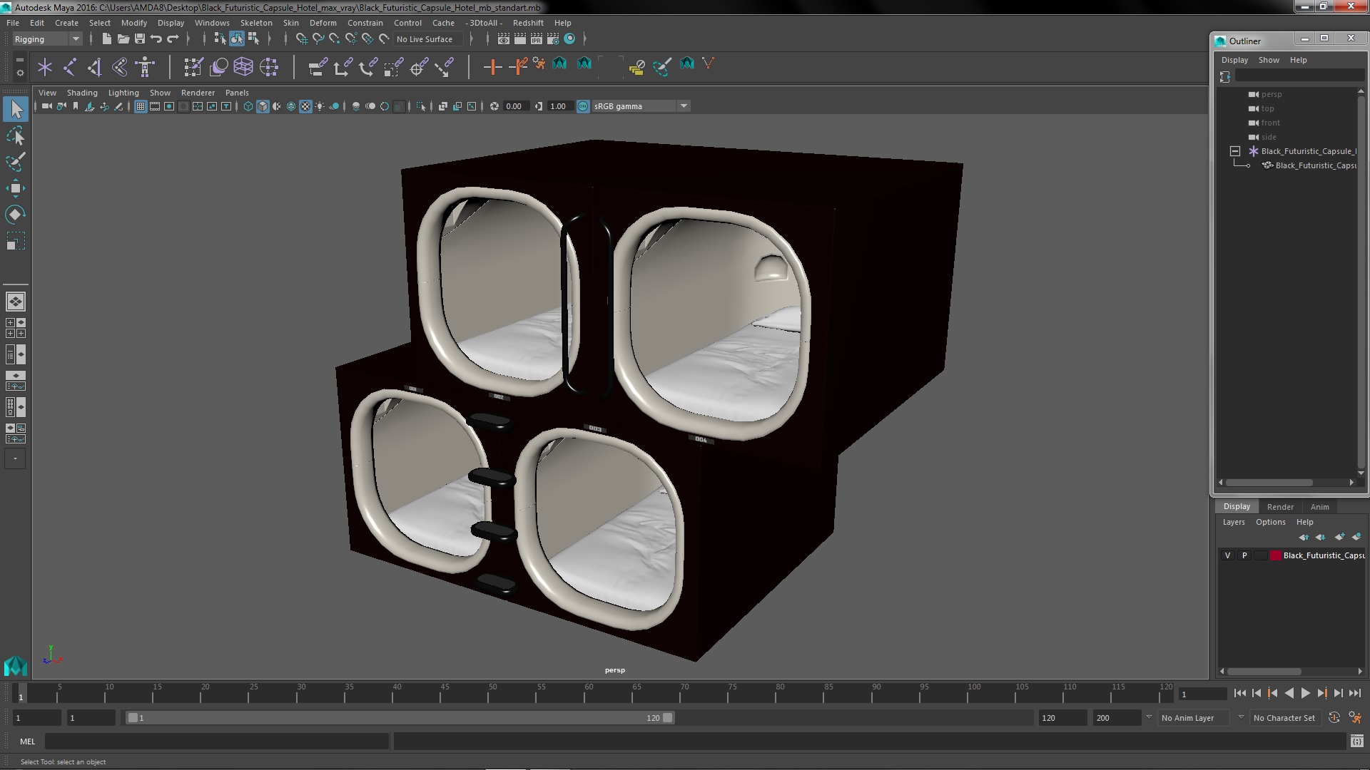 3D model Black Futuristic Capsule Hotel