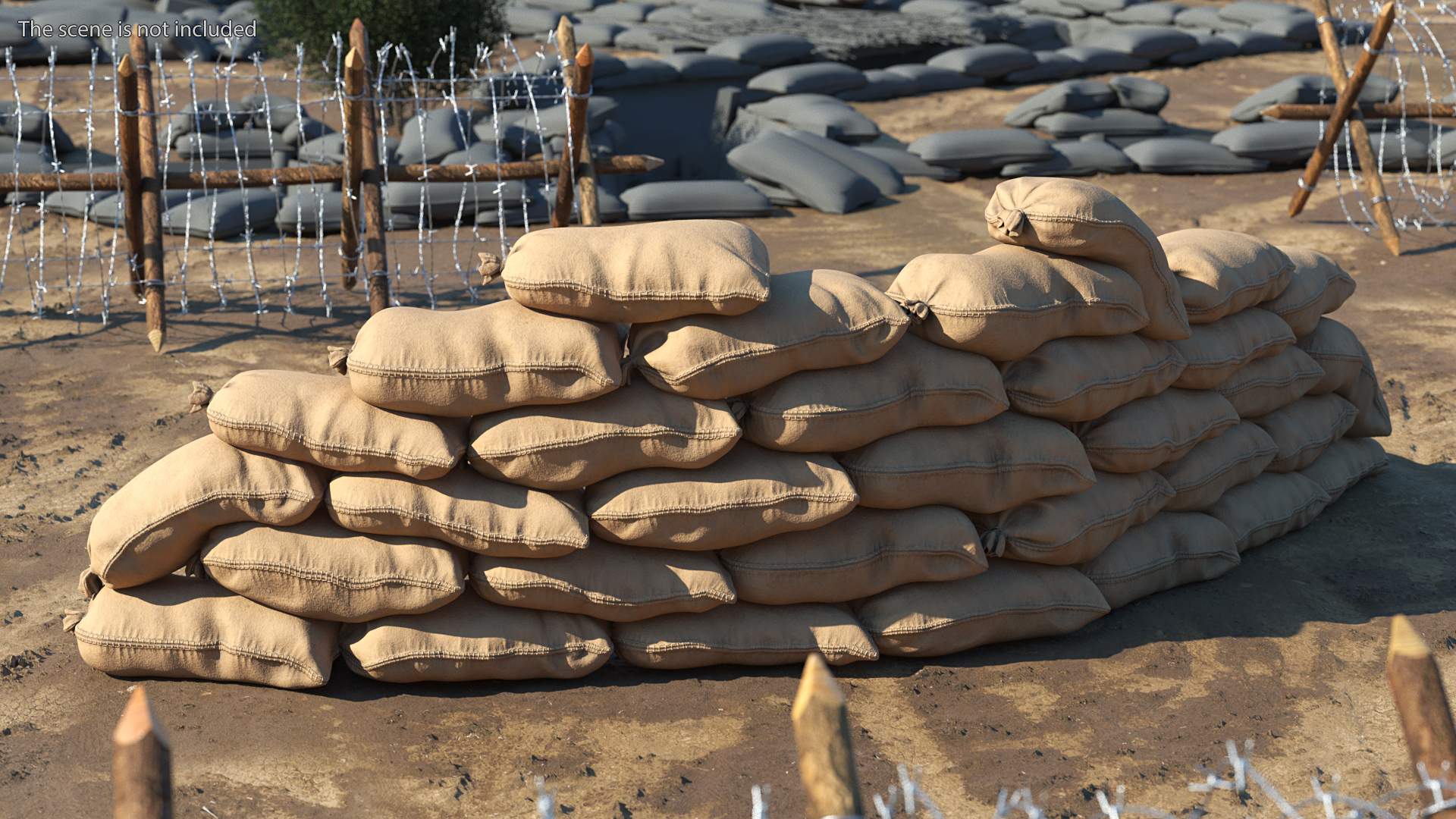 3D Semicircle Sandbag Wall model