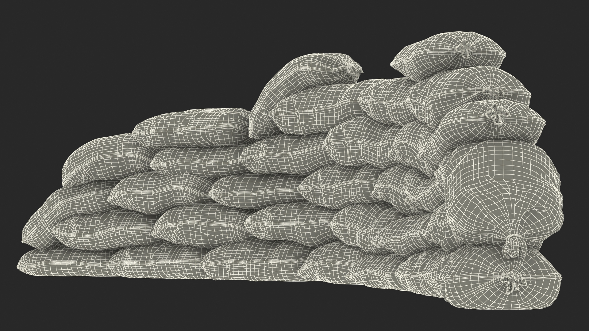 3D Semicircle Sandbag Wall model