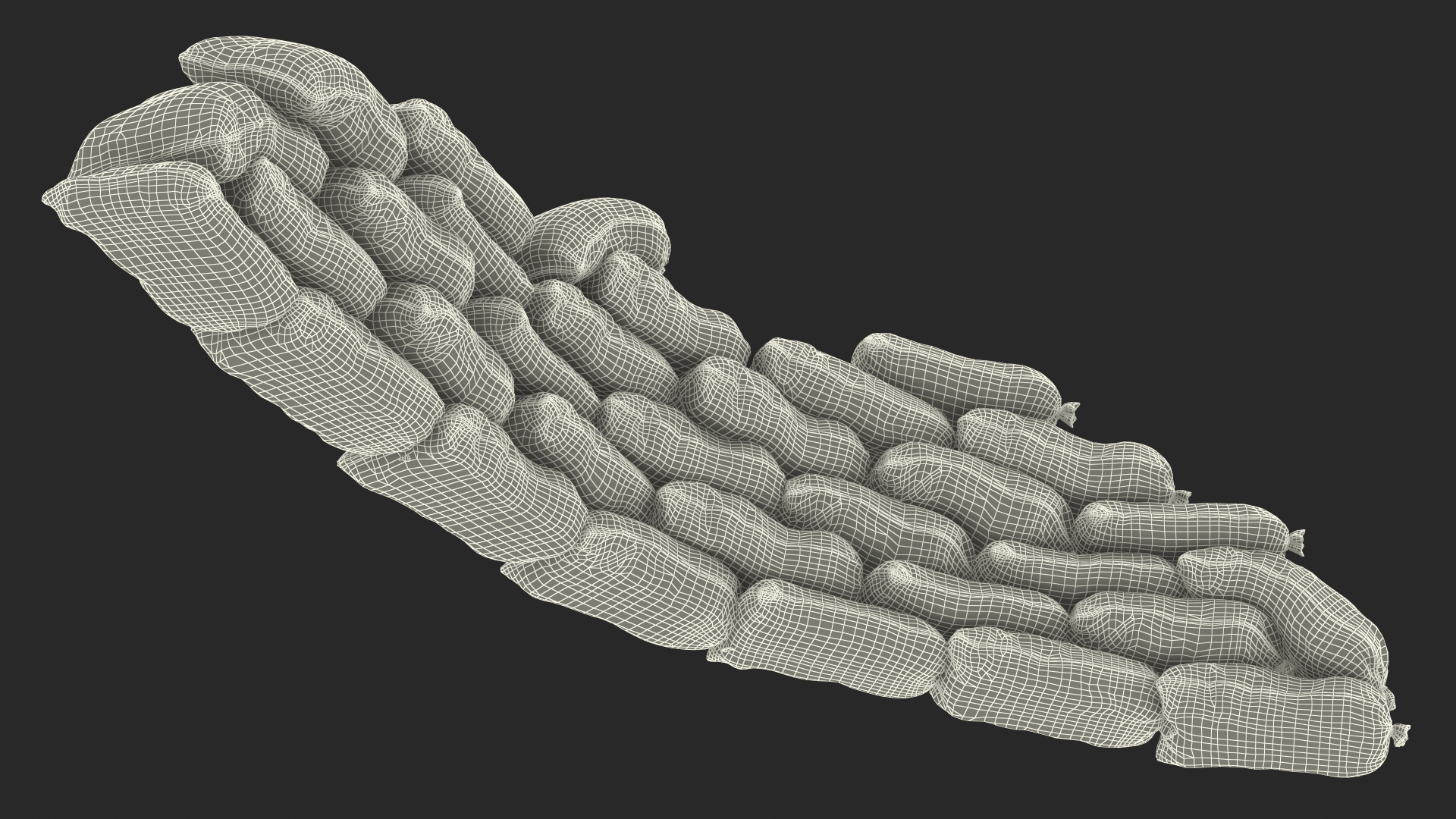 3D Semicircle Sandbag Wall model