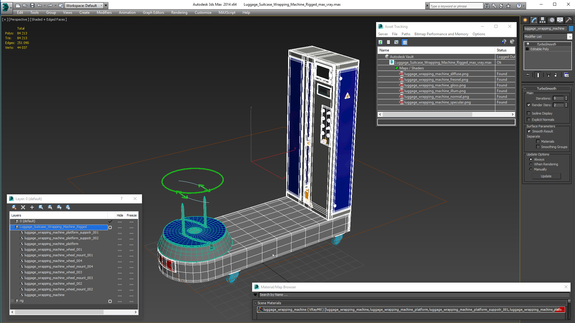 3D model Luggage Suitcase Wrapping Machine Rigged