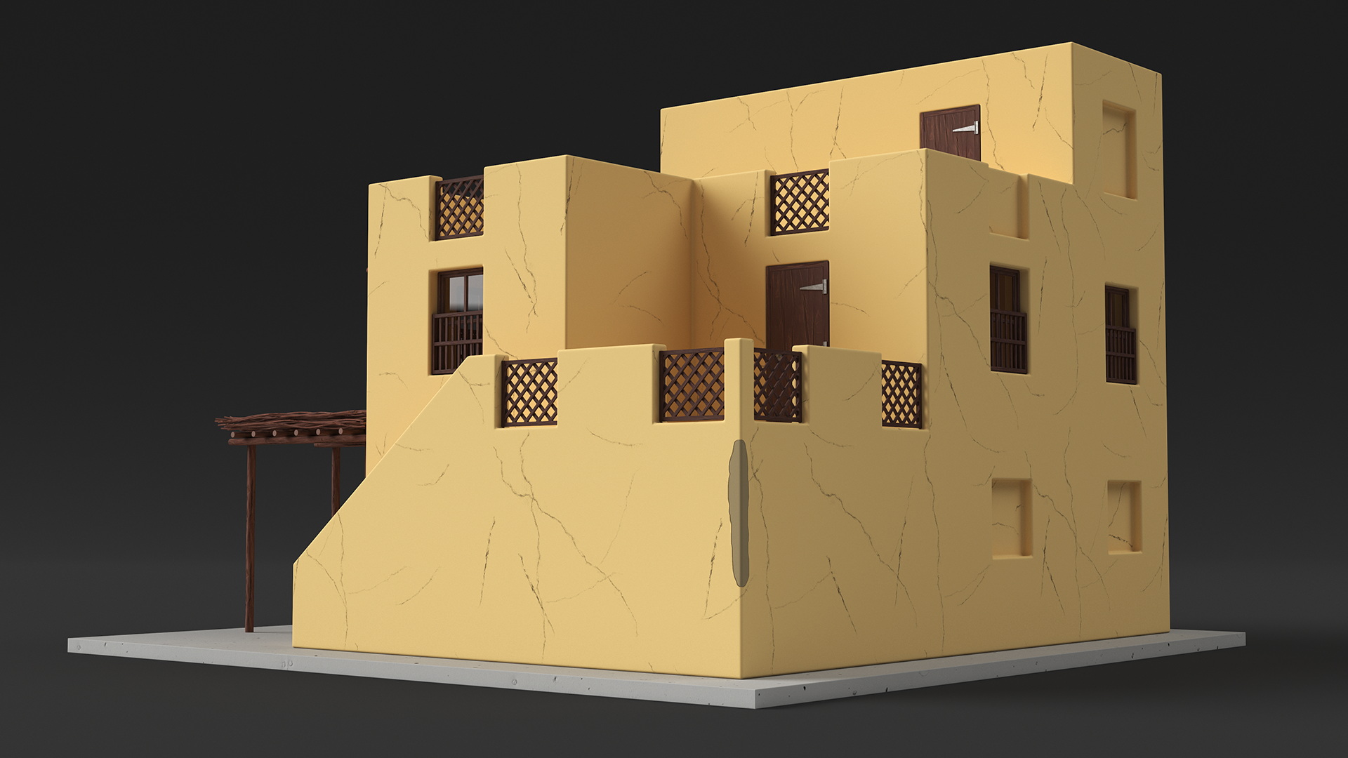 3D model Cartoon Arabian Traditional House with Canopy