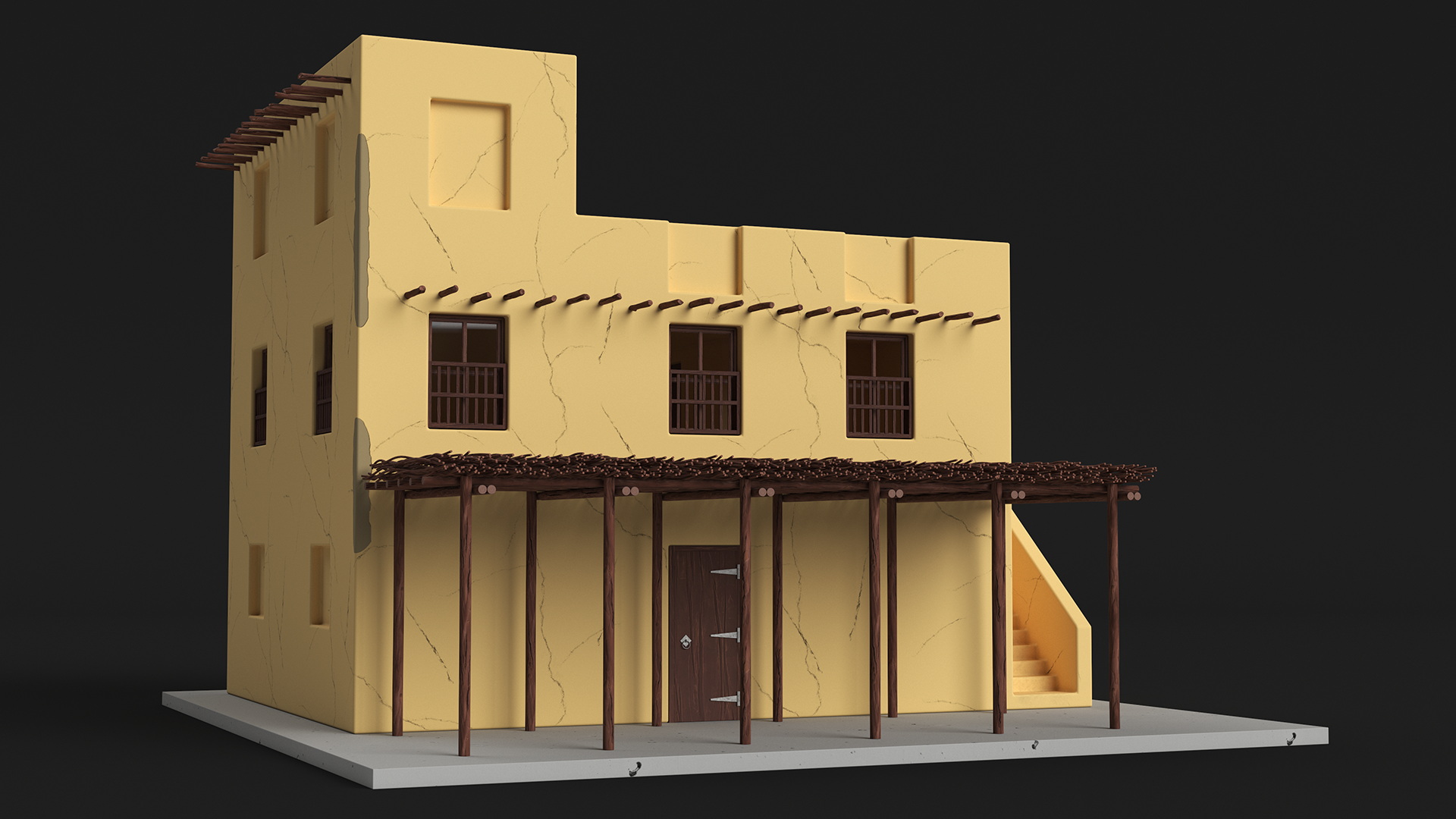 3D model Cartoon Arabian Traditional House with Canopy