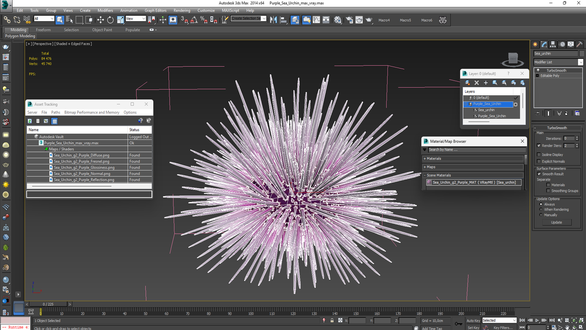 Purple Sea Urchin 3D