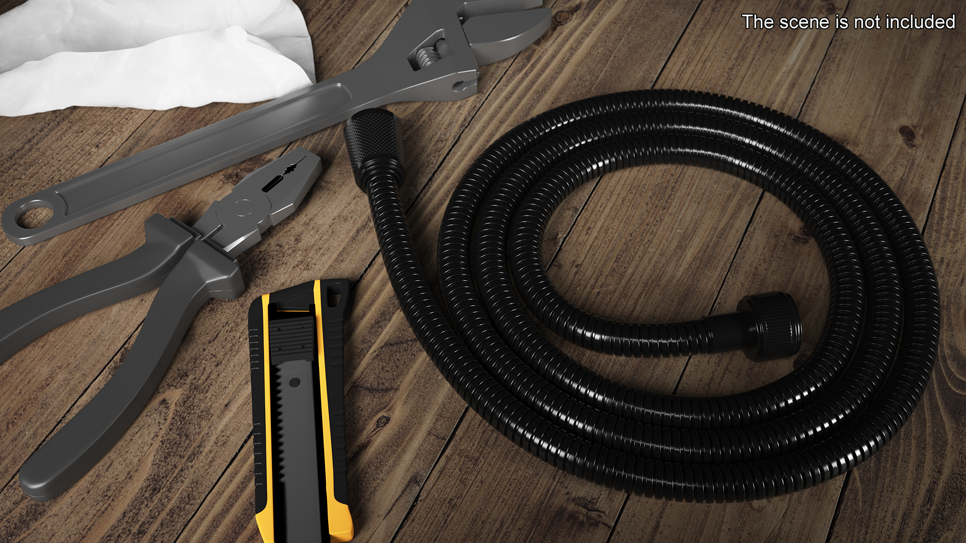 Long Shower Hose Black 3D