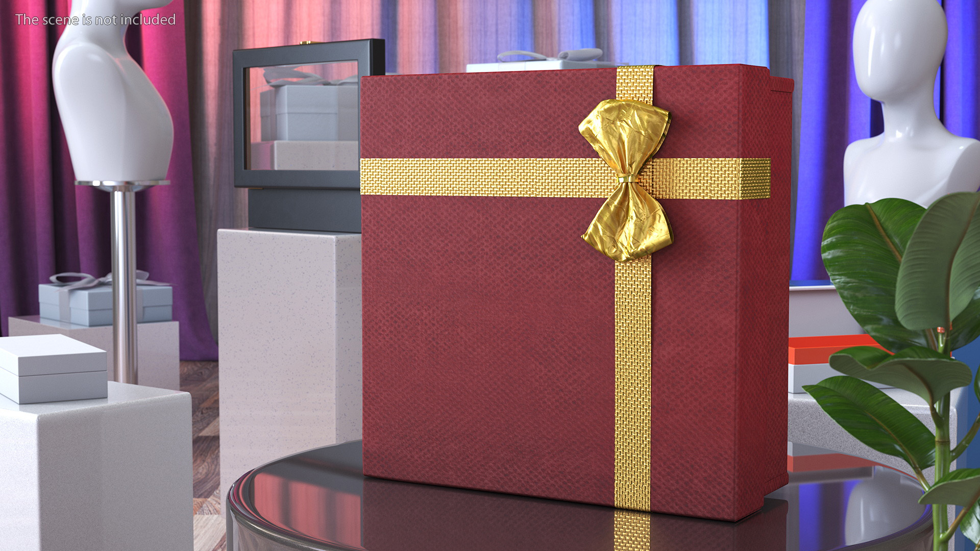 3D model Gift Box with Gold Ribbon