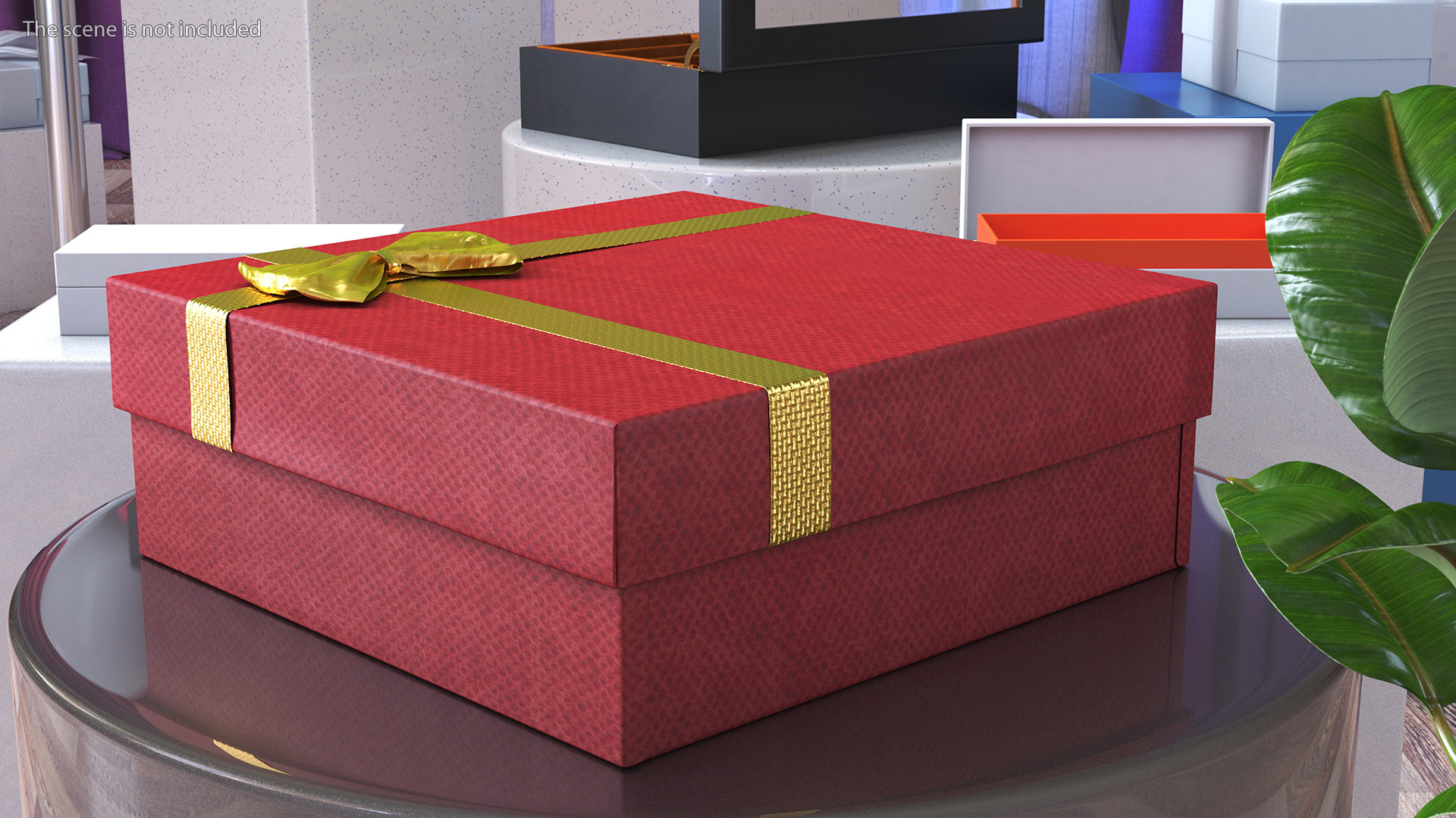 3D model Gift Box with Gold Ribbon