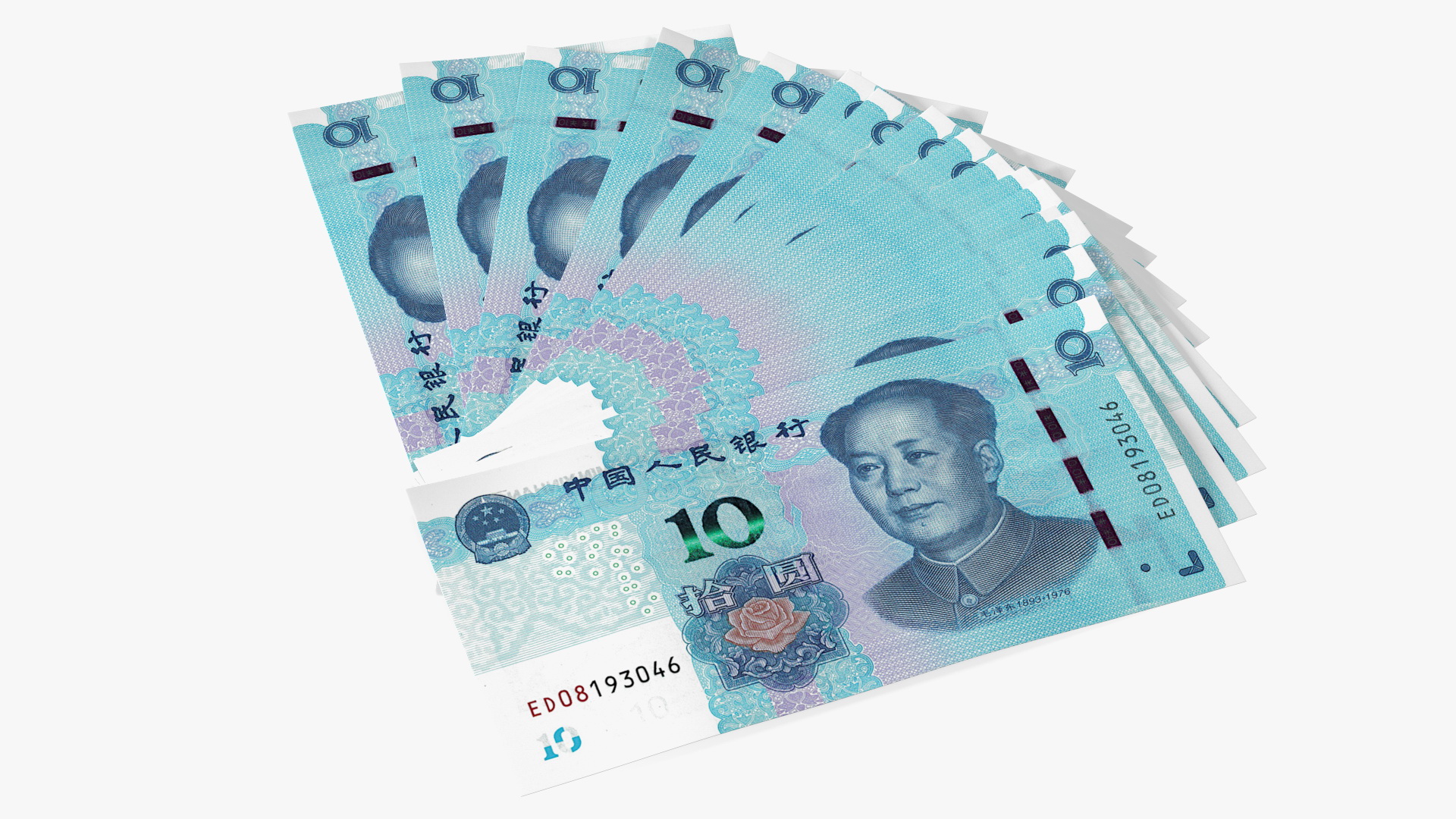 Fan of Chinese 10 Yuan 2019 Banknotes 3D