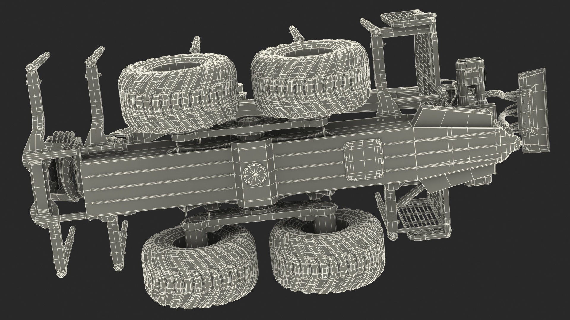 3D model Log Loader Trailer Rigged