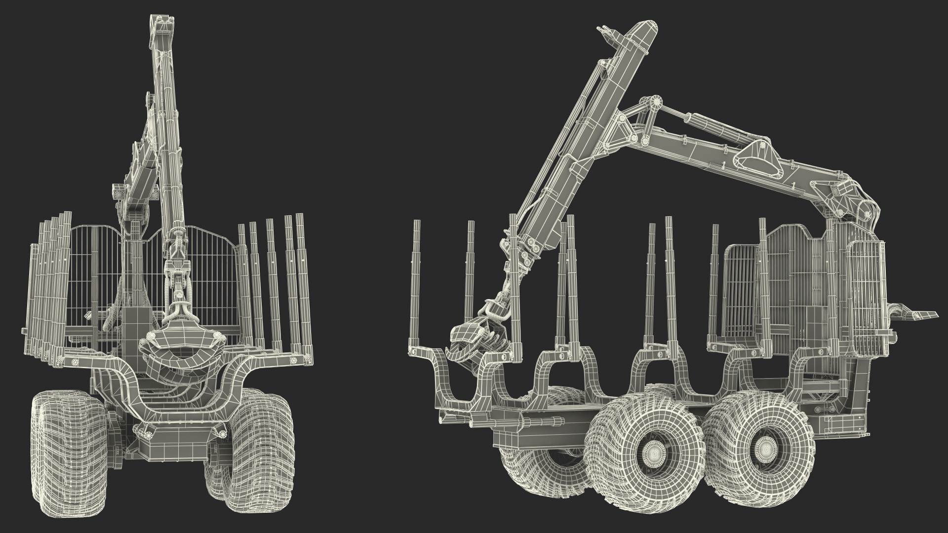 3D model Log Loader Trailer Rigged