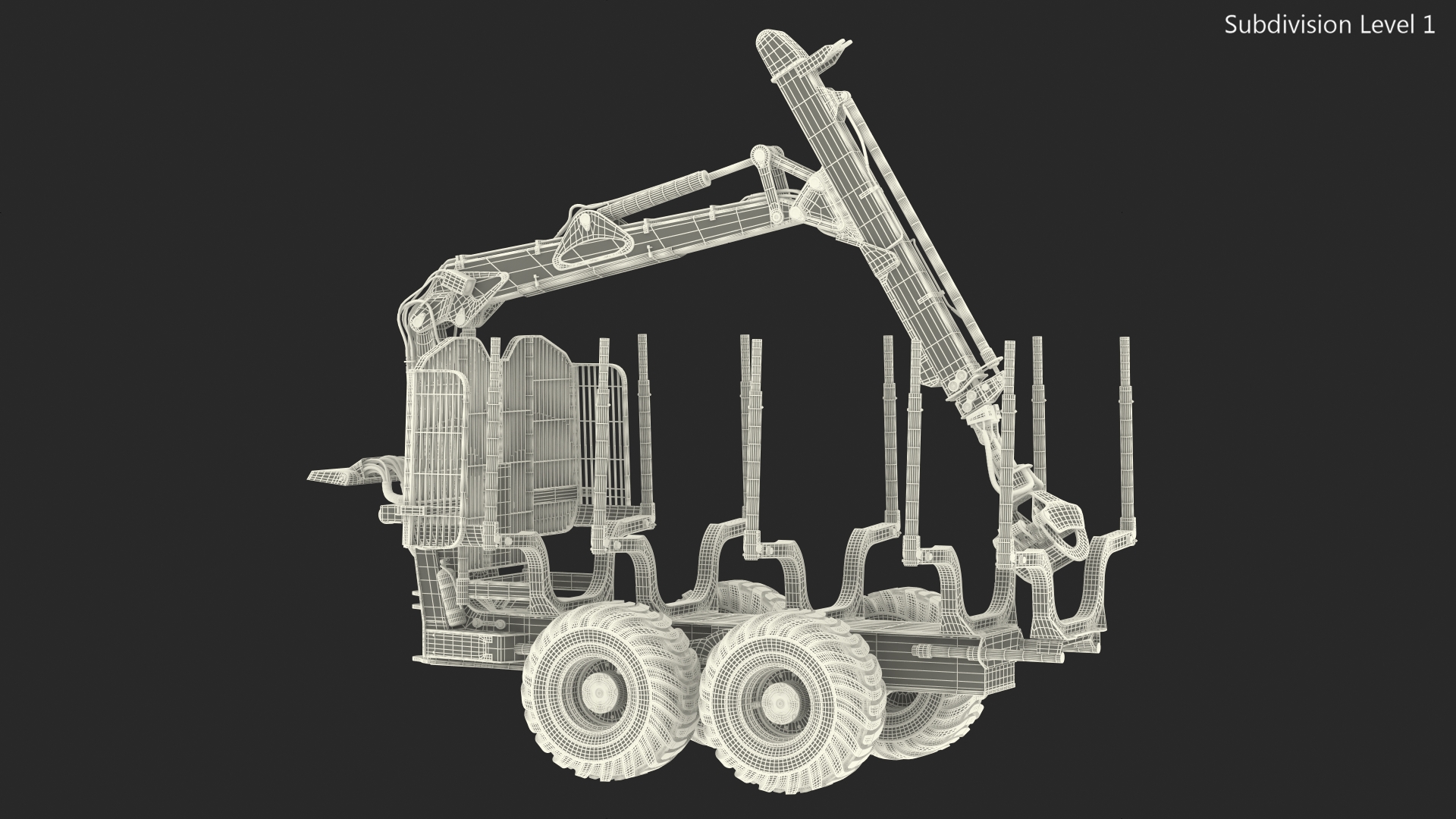 3D model Log Loader Trailer Rigged