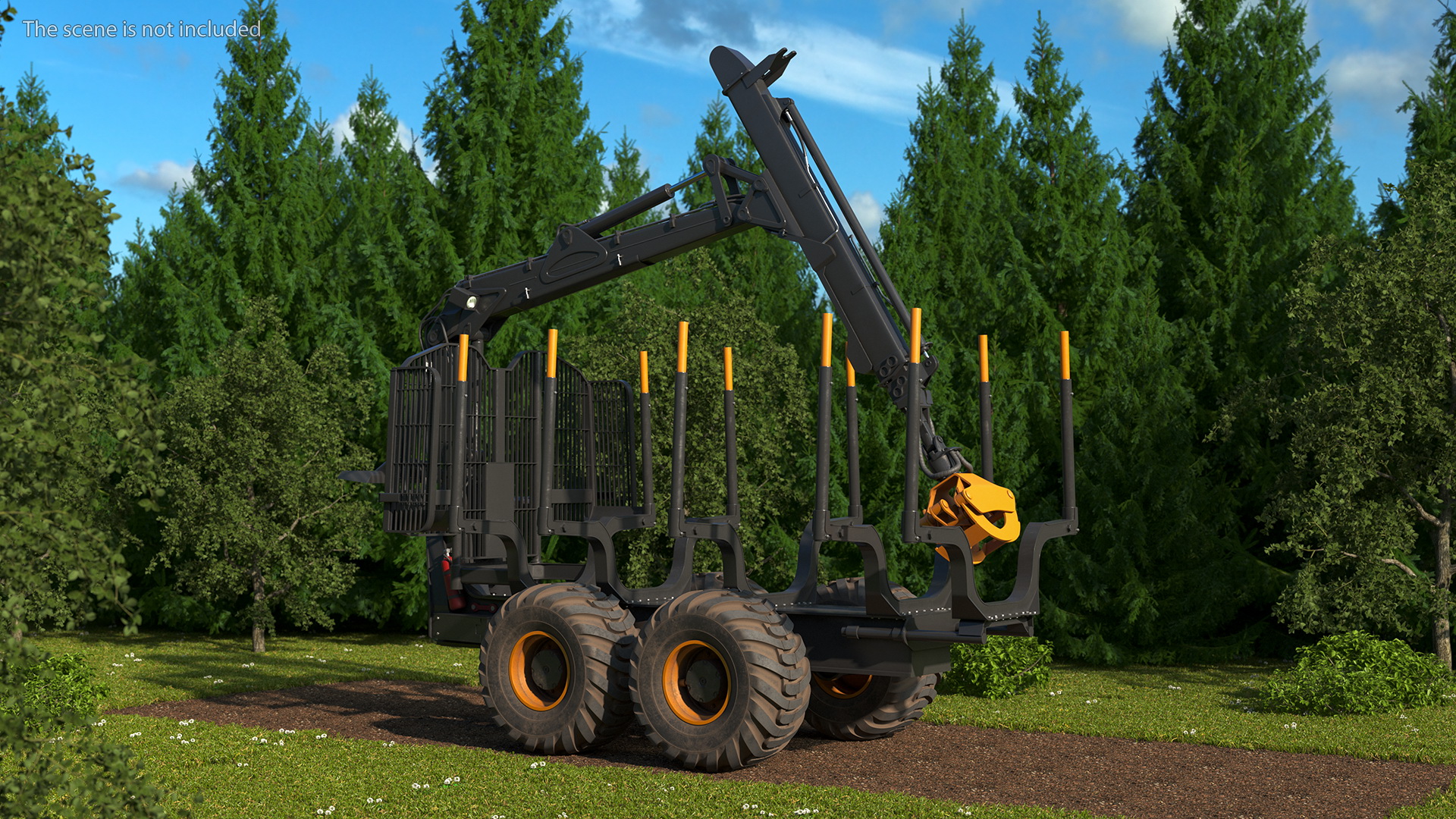 3D model Log Loader Trailer Rigged