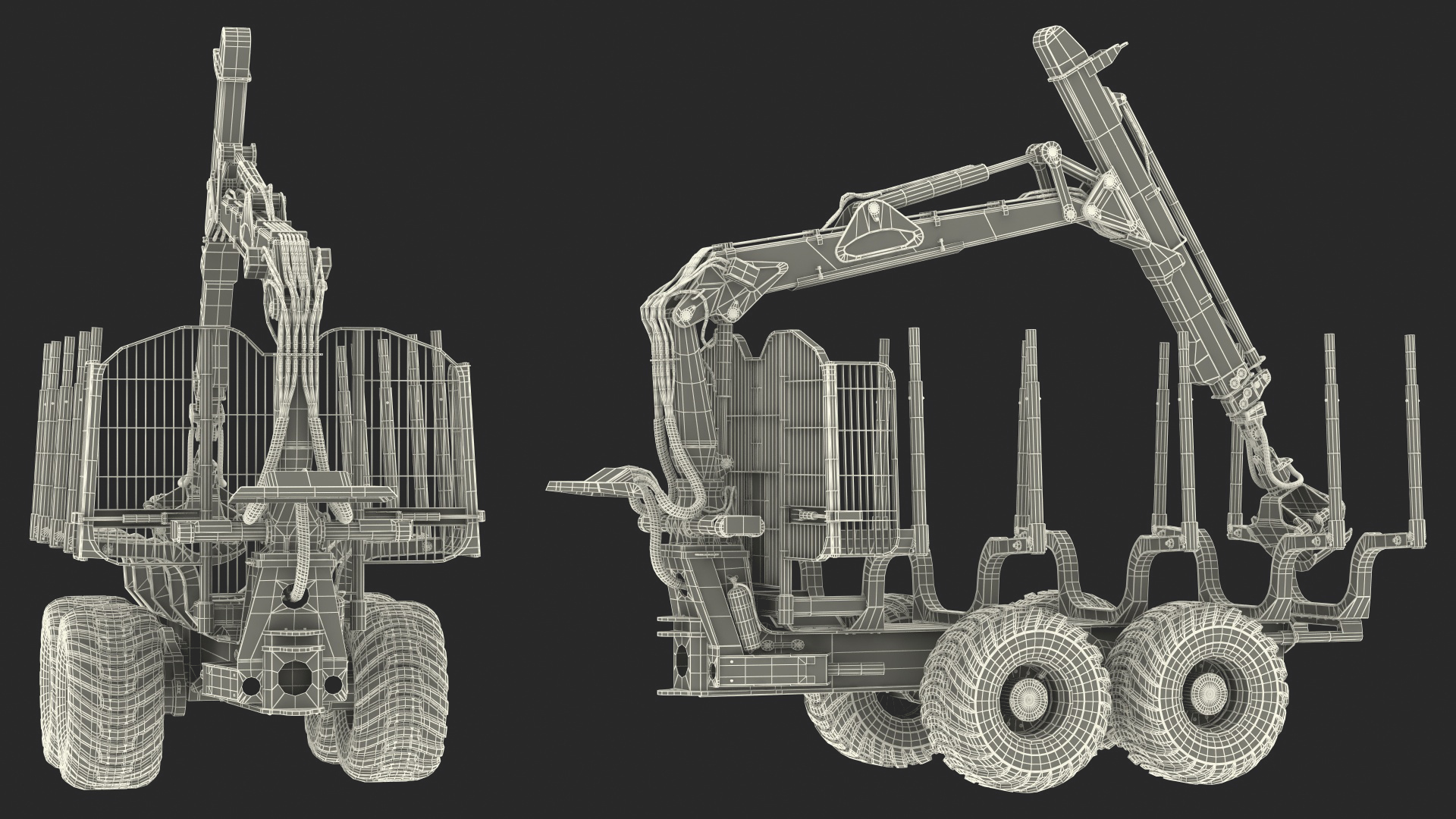 3D model Log Loader Trailer Rigged