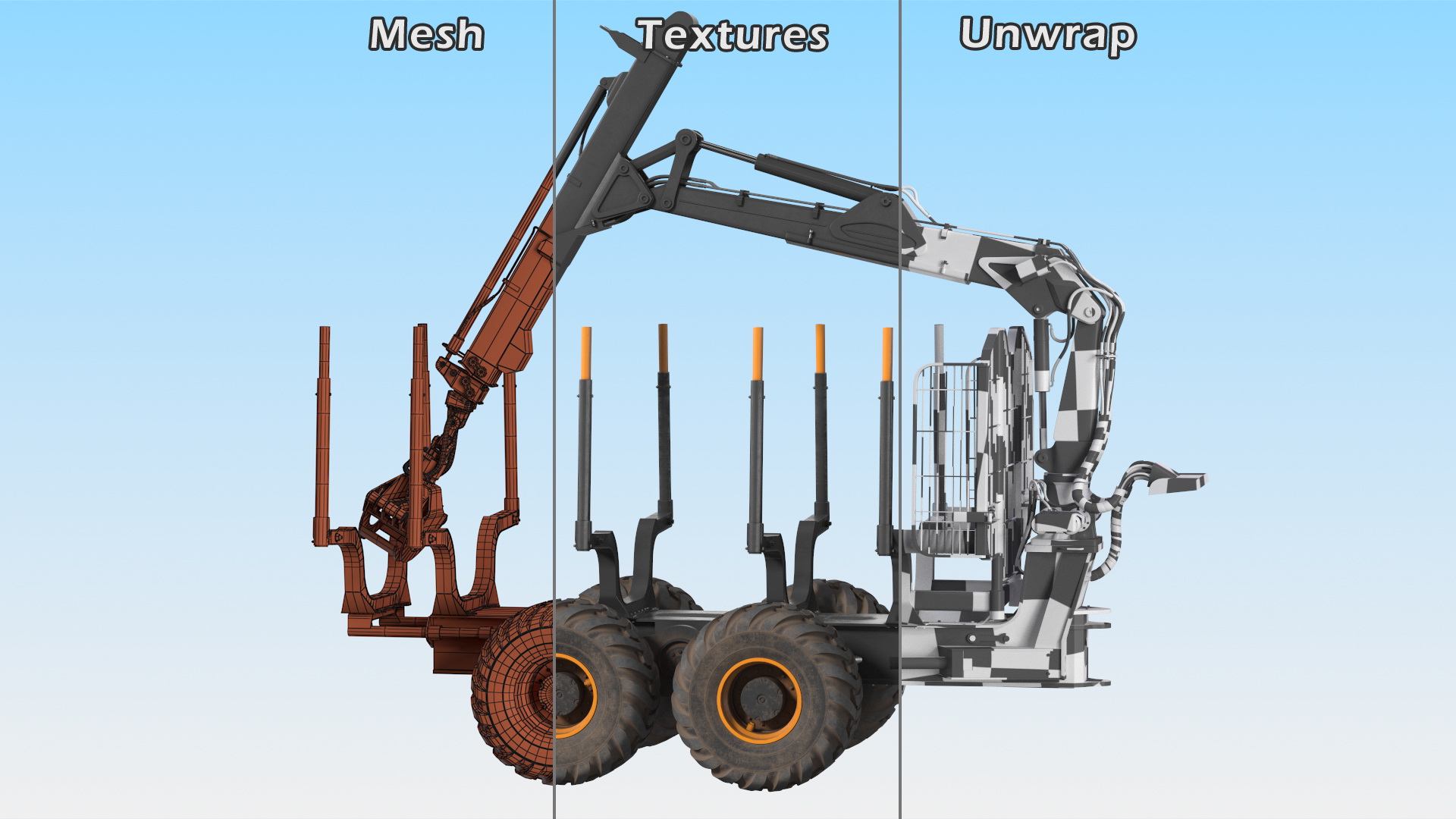 3D model Log Loader Trailer Rigged