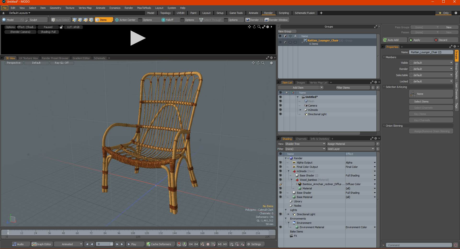 3D model Rattan Lounger Chair